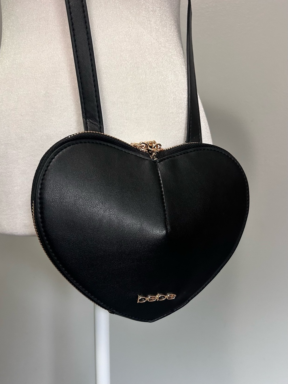 bebe Black Heart-Shaped Crossbody with Gold Hardware - Picture 2 of 8